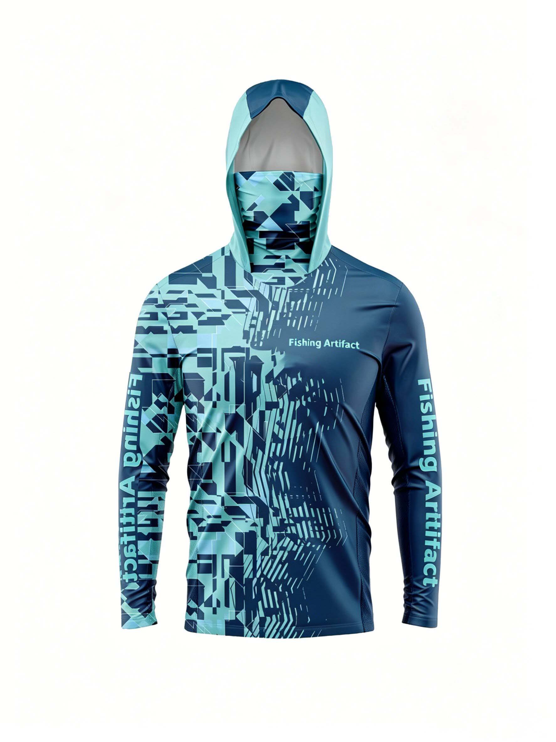 Fishing Hoodie - Herren-Sommer-Anglerhoodie, langärmelig mit Maske, atmungsaktiv und